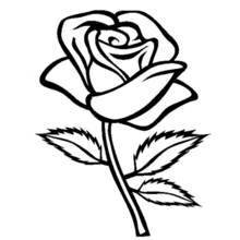 Rose with a single stem and leaves coloring page