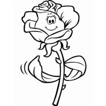 Smiling rose with waving petal coloring page