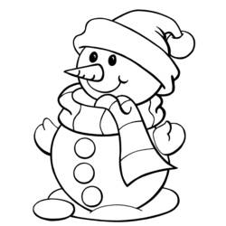 Snowman wearing a hat and scarf coloring page
