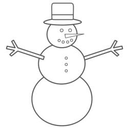 Snowman with top hat and branch arms coloring page