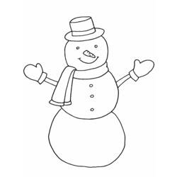 Snowman with top hat and open arms coloring page