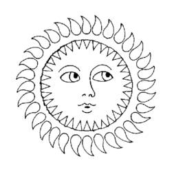 Summer sun with a face coloring page