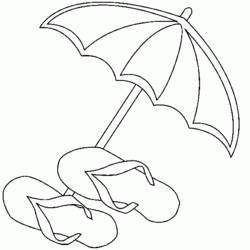Beach umbrella with flip-flops coloring page