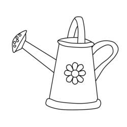 Watering can with a flower design coloring page