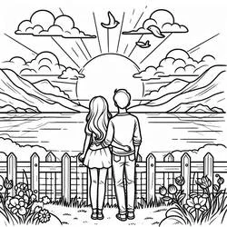 Sunset - Free printable coloring pages