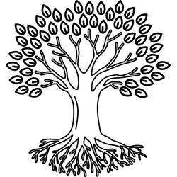 Tree of Life with round crown and roots coloring page