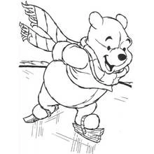 Winnie the Pooh ice skating coloring page