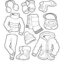 Winter clothing collection coloring page