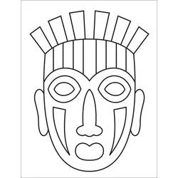 African Mask with radiating headdress coloring page