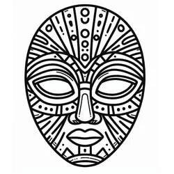 African Mask with geometric patterns coloring page