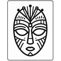 African Mask with radiating headdress coloring page