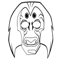 African Mask with fierce expression coloring page