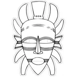 African Mask with pointed nose and side decorations coloring page