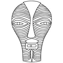 African Mask with striped face pattern coloring page