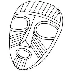 African Mask with striped patterns coloring page