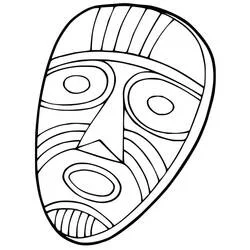 African Mask with geometric patterns coloring page