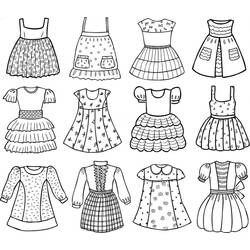 Collection of twelve girls' dresses coloring page