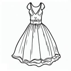 Dress with a full skirt and belt coloring page