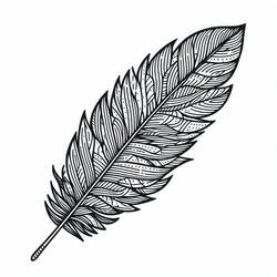 Diagonal feather with pointed tip coloring page