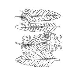 Feather quartet with different patterns coloring page
