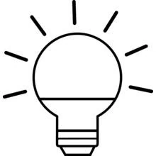 Light bulb shining brightly coloring page