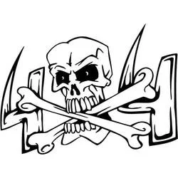 Skull with crossed bones and flames coloring page