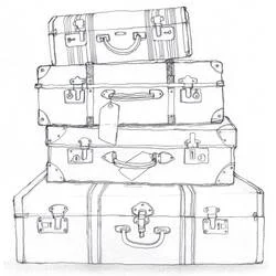 Suitcase pile of four travel cases coloring page