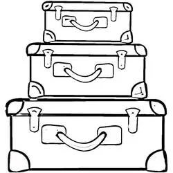 Three suitcases stacked in sizes coloring page