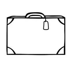 Simple suitcase with luggage tag coloring page
