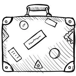 Vintage suitcase with reinforced corners coloring page