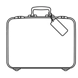 Suitcase with blank hanging luggage tag coloring page
