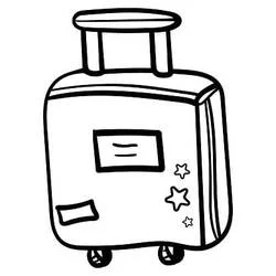 Suitcase with stars and a name tag coloring page
