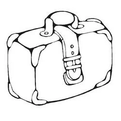 Suitcase with handles and straps coloring page