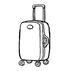 Suitcase with wheels and telescopic handle coloring page