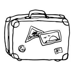Simple suitcase with palm tree label coloring page