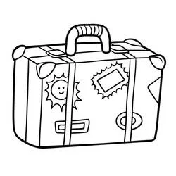 Suitcase with travel stickers coloring page