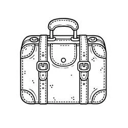 Vintage suitcase with straps and buckles coloring page
