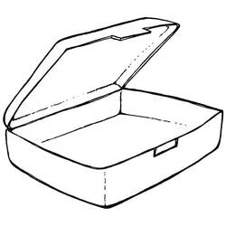 Suitcase with lid tilted back and clasp coloring page