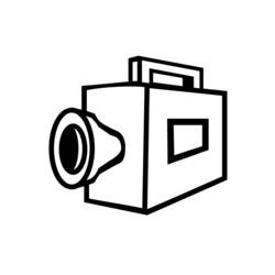 Video camera with round lens coloring page