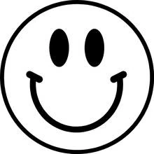 Smiley face with oval eyes and curved smile coloring page