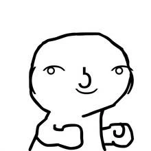 Simple face with a curved nose and crossed arms coloring page