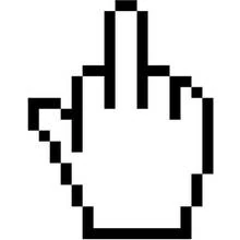 Pixel cursor hand showing middle finger coloring page