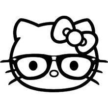 Hello Kitty wearing nerd glasses coloring page