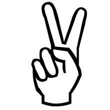 Hand making a peace sign coloring page
