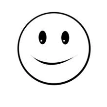 Round emoji face with shiny eye highlights coloring page