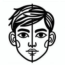 Symmetrical face with tousled hair coloring page