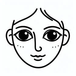 Smiling face with big eyes coloring page