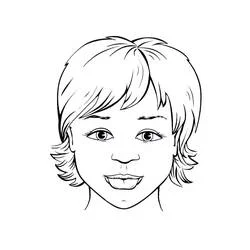 Face of a woman with short hair coloring page