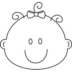 Baby face with a bow coloring page