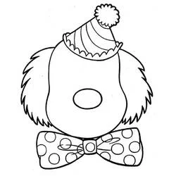 Blank clown face with hat and bow tie coloring page